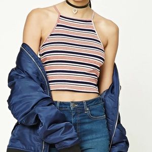 Forever 21 striped cropped tank top